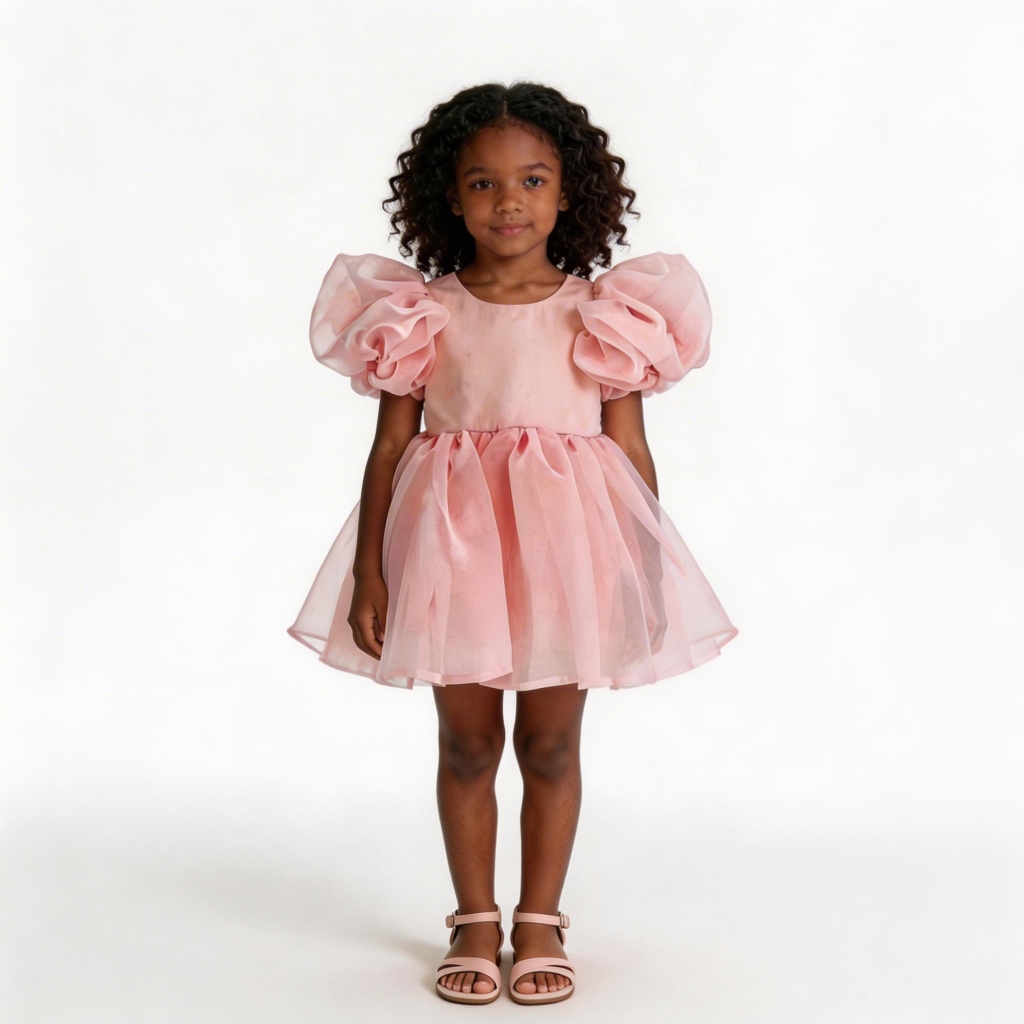 RTX Kids Princess Swim Dress con Maniche a Sbuffo - Rosa