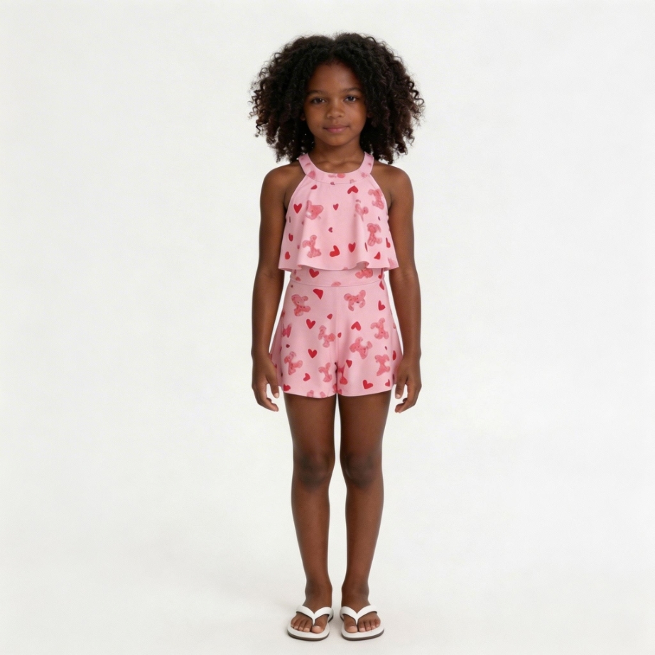 RTX Kids Sweet Bear Set Due Pezzi con Volant - Rosa