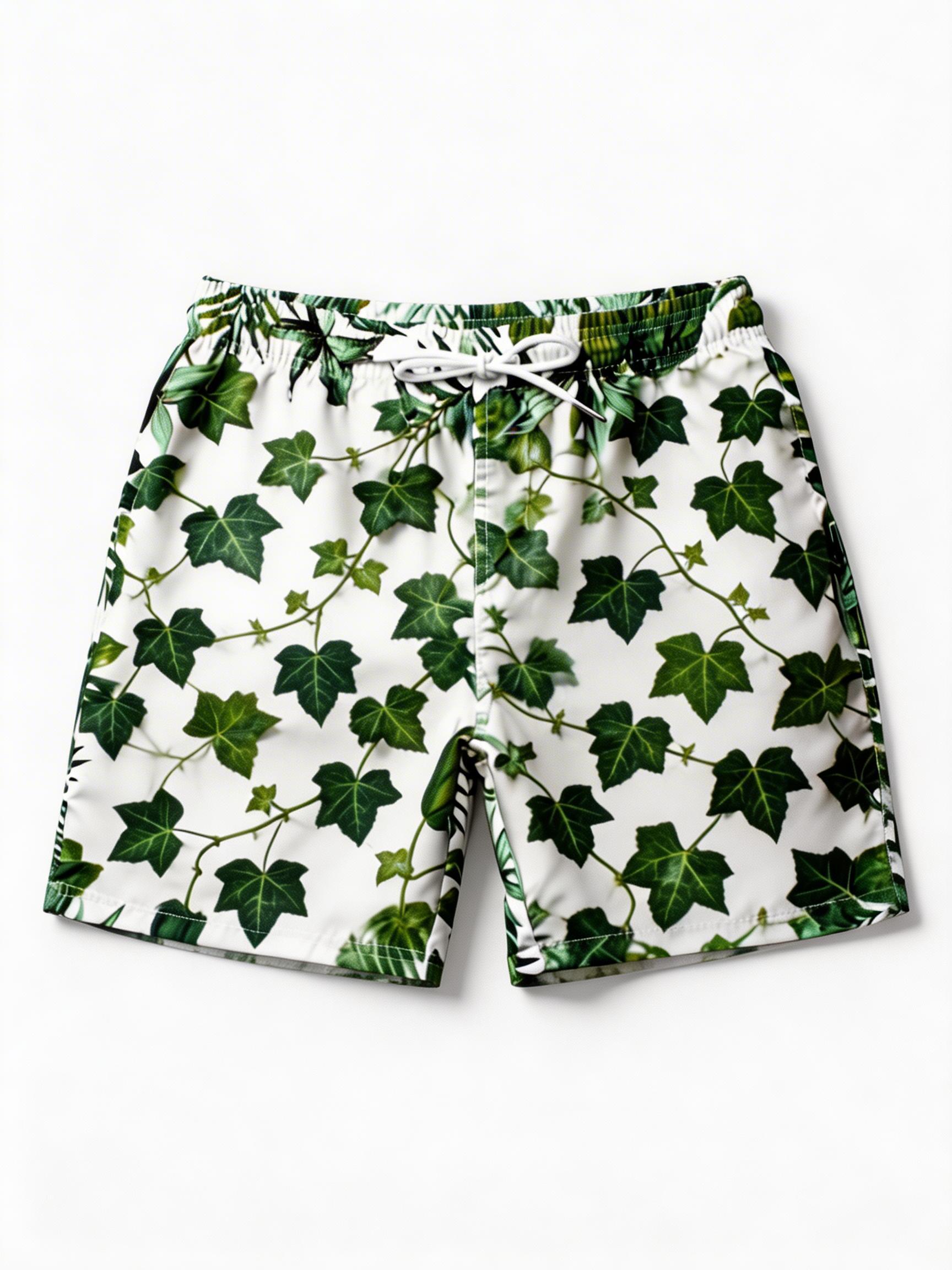 RTX Tropical Leaf Print Swim Trunks